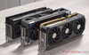 Zotac Gaming GeForce RTX 5090 Solid (po prawej) vs. Asus TUF Gaming GeForce RTX 5080 OC (w środku) vs. Palit GeForce RTX 4090 GameRock OC (po lewej)