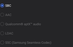 Dostępne kodeki audio Bluetooth