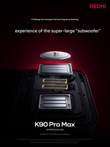 Niezależny głośnik niskotonowy Redmi K90 Pro Max (źródło obrazu: Xiaomi - przetłumaczone maszynowo)