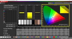 CalMAN ColorChecker (profil: P3, docelowa przestrzeń barw P3)