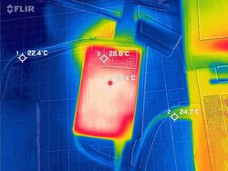 Ładowarka podczas testu obciążeniowego - w temperaturze 29ºC (84ºF), nie można nazwać tego przeciążeniem.