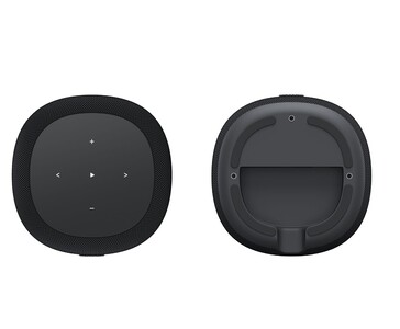 Dotykowe elementy sterujące na górnym panelu WiiM Sound Lite i dolny obszar montażowy (źródło obrazu: WiiM)