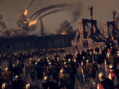 Ilustracja przedstawiająca oblężenie i onagry w grze „Total War: Attila”.