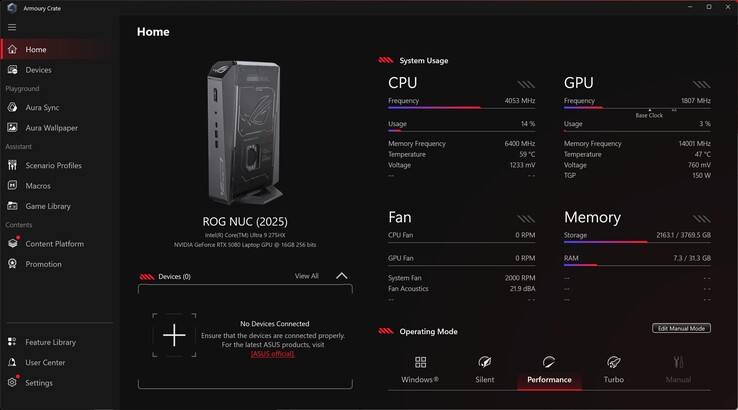 Asus ROG NUC 15 - Armory Crate