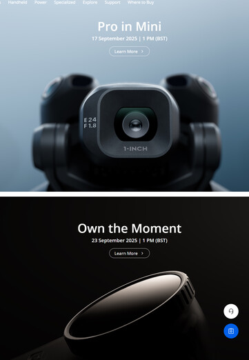 Strona internetowa DJI w Wielkiej Brytanii pokazuje nadchodzącą premierę Mini 5 Pro. (Źródło zdjęcia: DJI)