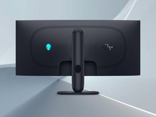 Zdjęcie przedstawia tył 34-calowego monitora Alienware AW3426DW z wyświetlaczem QD-OLED
