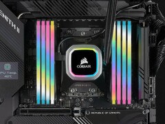 Pamięć Corsair Vengeance RGB Pro SL DDR4 pokazana na płycie głównej (źródło zdjęcia: Corsair)