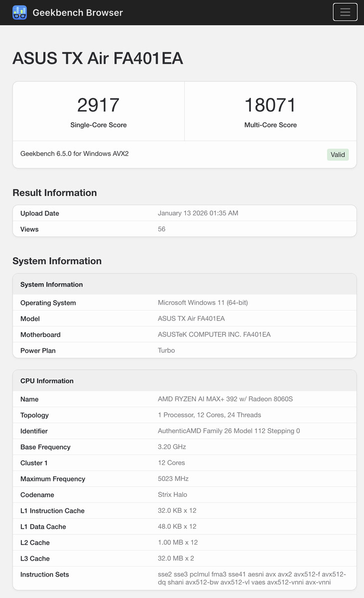 (Źródło obrazu: Geekbench)