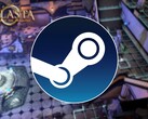 Ilustracja przedstawiająca logo serwisu Steam oraz grę „Solasta: Crown of the Magister”, która jest obecnie dostępna w serwisie Steam z 75% zniżką.