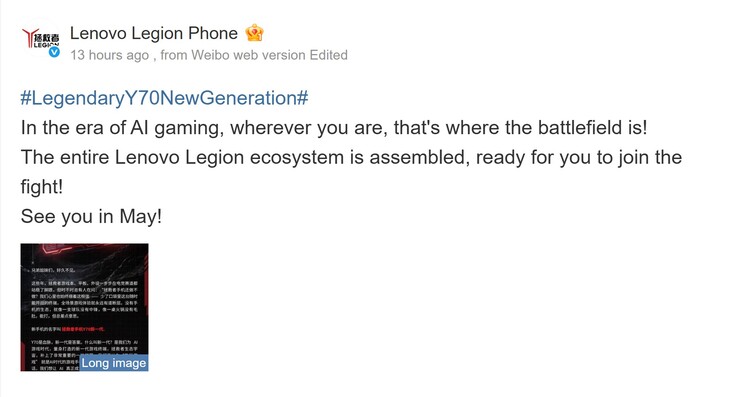 Lenovo zapowiada premierę telefonu do gier w maju 2026 r. (tłumaczenie maszynowe)