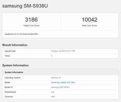 Wyniki Samsung Galaxy S25 Ultra w Geekbench (źródło: Geekbench)