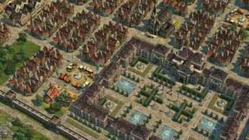 Ilustracja przedstawiająca miasto w grze „Anno 1404 – History Edition”.