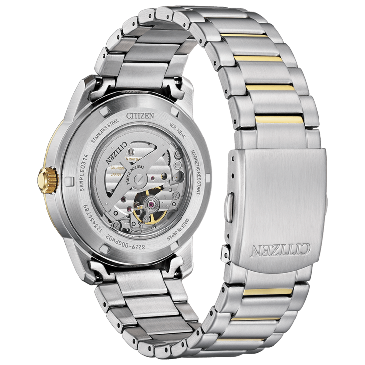 Przezroczysty dekiel modelu Citizen NH9154-51A, eksponujący mechanizm zegarka.