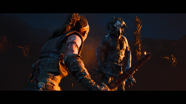 Obraz przedstawiający walkę między Senuą a przeciwnikiem w grze Senua's Saga: Hellblade II.