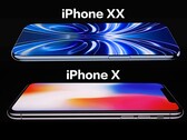 Rzekomy render iPhone'a XX/20 (góra), iPhone X (dół).