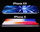 Rzekomy render iPhone'a XX/20 (góra), iPhone X (dół).