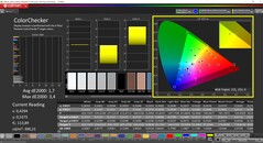 CalMAN ColorChecker (profil: P3, docelowa przestrzeń kolorów: P3)