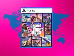 Opakowanie gry GTA 6 na PS5 z mapą świata