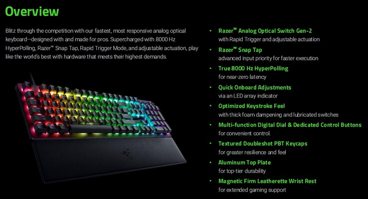 Funkcje klawiatury do gier Razer Huntsman V3 Pro 8KHz (Źródło obrazu: Razer PR z poprawkami)