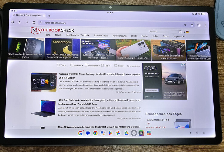 Matowy wyświetlacz (Lenovo Tab P12 matte) ze słabym źródłem światła