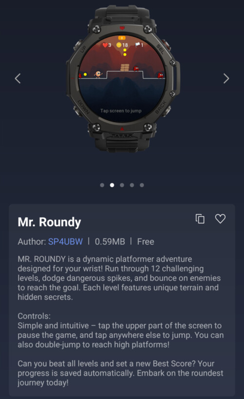 Aplikacja Mr. Roundy Mini dla smartwatchów Amazfit