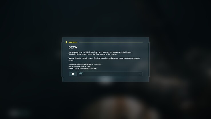 Ekran ostrzegawczy wersji beta potwierdza, że jest to wersja robocza w toku, która nie odzwierciedla ostatecznej jakości gry. 