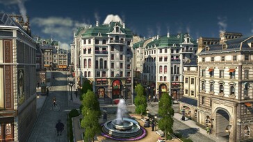 Obraz przedstawiający nowoczesne miasto i budynki w Anno 1800.