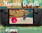 Wszystkie gry z kolekcji Serenity Forge można nabyć za minimalną kwotę 12 dolarów. Na zdjęciu: Steam Deck uruchamiający Smile For Me (źródło obrazu: Humble Bundle i Steam - edytowane)
