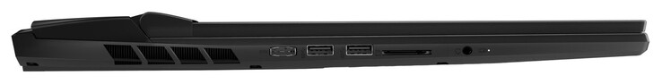 Po lewej: port ładowania, 2x USB 3.2 Gen 2 (USB-A), czytnik kart SD, gniazdo combo mikrofonu/słuchawek