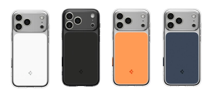 Ultra Hybrid T jest dostępny w trzech opcjach kolorystycznych, które pasują do iPhone'a 17 Pro (Max), a także w dodatkowym czarnym wariancie. (Źródło zdjęcia: Spigen, edytowane)