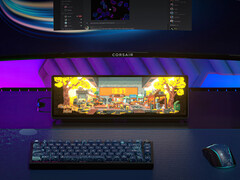 Corsair Xeneon Edge używany pod głównym monitorem. (Źródło zdjęcia: Corsair)