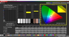 CalMAN ColorChecker (profil: P3, docelowa przestrzeń kolorów: P3)