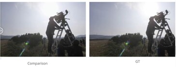 (Po lewej - VideoGigaGan, po prawej - rzeczywistość) VideoGigaGAN nie zapewnia idealnego skalowania w górę, ponieważ widoczne są różnice w okablowaniu kamery i antenach. (Źródło: Adobe Research)