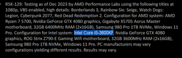 AMD Ryzen 7 5700 vs Intel Core i5-14000F (zdjęcie wykonane przez AMD)