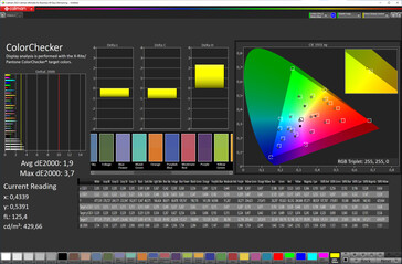 dokładność kolorów (docelowa przestrzeń kolorów: P3; profil: żywy, ciepły)