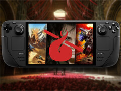 Steam Deck z okładką zestawu i logo Humble Bundle