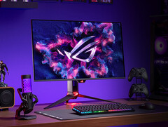 ROG Swift OLED PG32UCDMR wygląda bardzo podobnie do PG32UCDM, ten ostatni na zdjęciu. (Źródło zdjęcia: Asus)