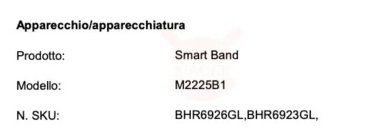 Rzekoma deklaracja zgodności dla Redmi Band 2 we Włoszech. (Źródło obrazu: XiaomiToday)
