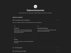 Zrzut ekranu z centrum prywatności ChatGPT przedstawiający tematy dotyczące pamięci, spersonalizowanych reklam i lokalizacji