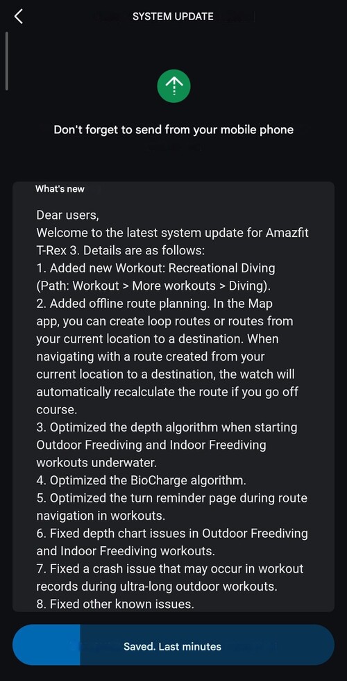 Informacje o wydaniu oprogramowania w wersji 4.5.3.3 dla smartwatcha Amazfit T-Rex 3