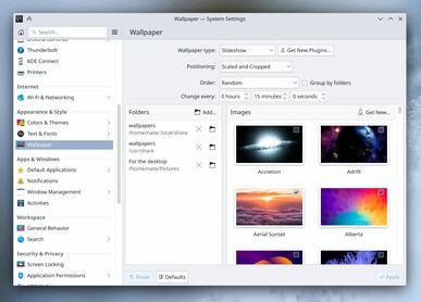 Wybór tapety w ustawieniach systemu KDE (Źródło: Nate/KDE)