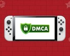 Nintendo Switch OLED wyświetlający logo DMCA