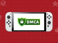 Nintendo Switch OLED wyświetlający logo DMCA