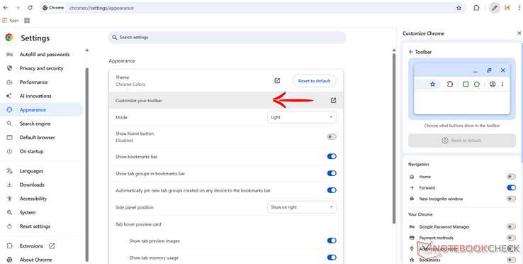 Dostosowywanie paska narzędzi Chrome (Źródło obrazu: Antony Muchiri)