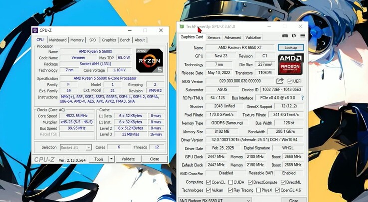 System testowy z procesorem Ryzen 5 5600X i kartą graficzną Radeon RX 6650 XT do testów wydajności emulatora PS5