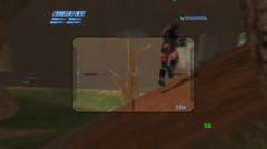 Tryb wieloosobowy online w Halo Combat Evolved uruchomiony na Anbernic RG35XX H podczas meczu z udziałem 23 graczy na mapie Blood Gulch.