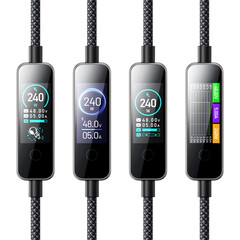 Kabel ładujący posiada różne tryby wyświetlania