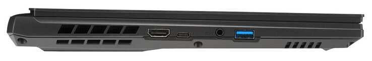 Po lewej stronie: HDMI 2.1, USB 3.2 Gen 1 (USB-C; DisplayPort), combo audio jack, USB 3.2 Gen 1 (USB A)