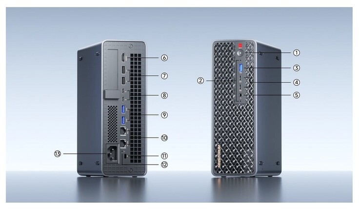 Zewnętrzne złącza w Minisforum MS-S1 Max (źródło: Minisforum)