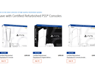 Zrzut ekranu z certyfikowanych odnowionych konsol PlayStation 5 Sony na PlayStation Direct